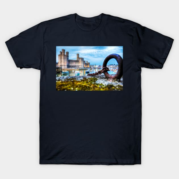 Caernarfon Castle Boat Mooring T-Shirt by tommysphotos